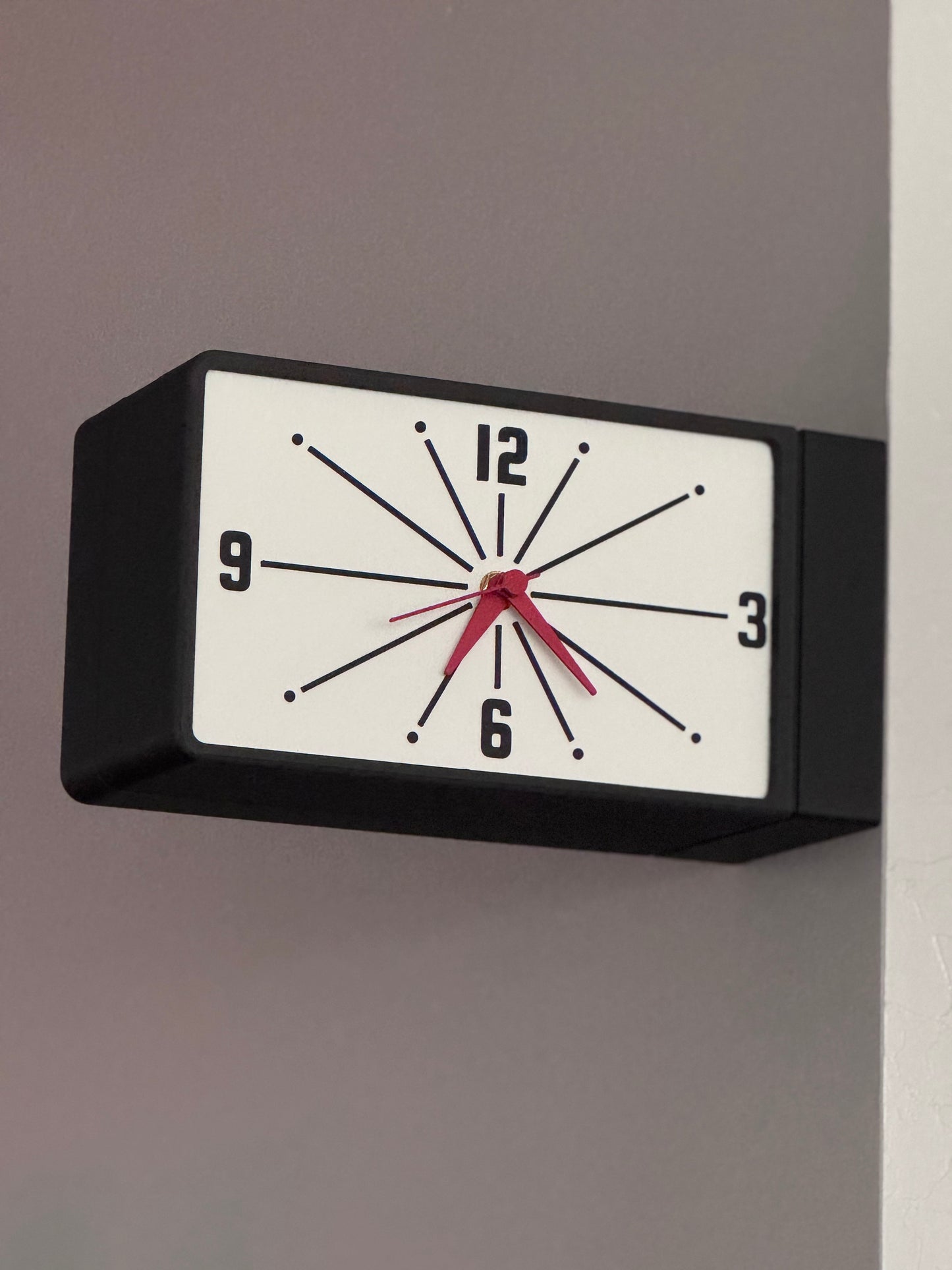 Meridian Wireless Illuminated Double-sided Wall Clock | Mid-Century Modern Retro Cordless Decor