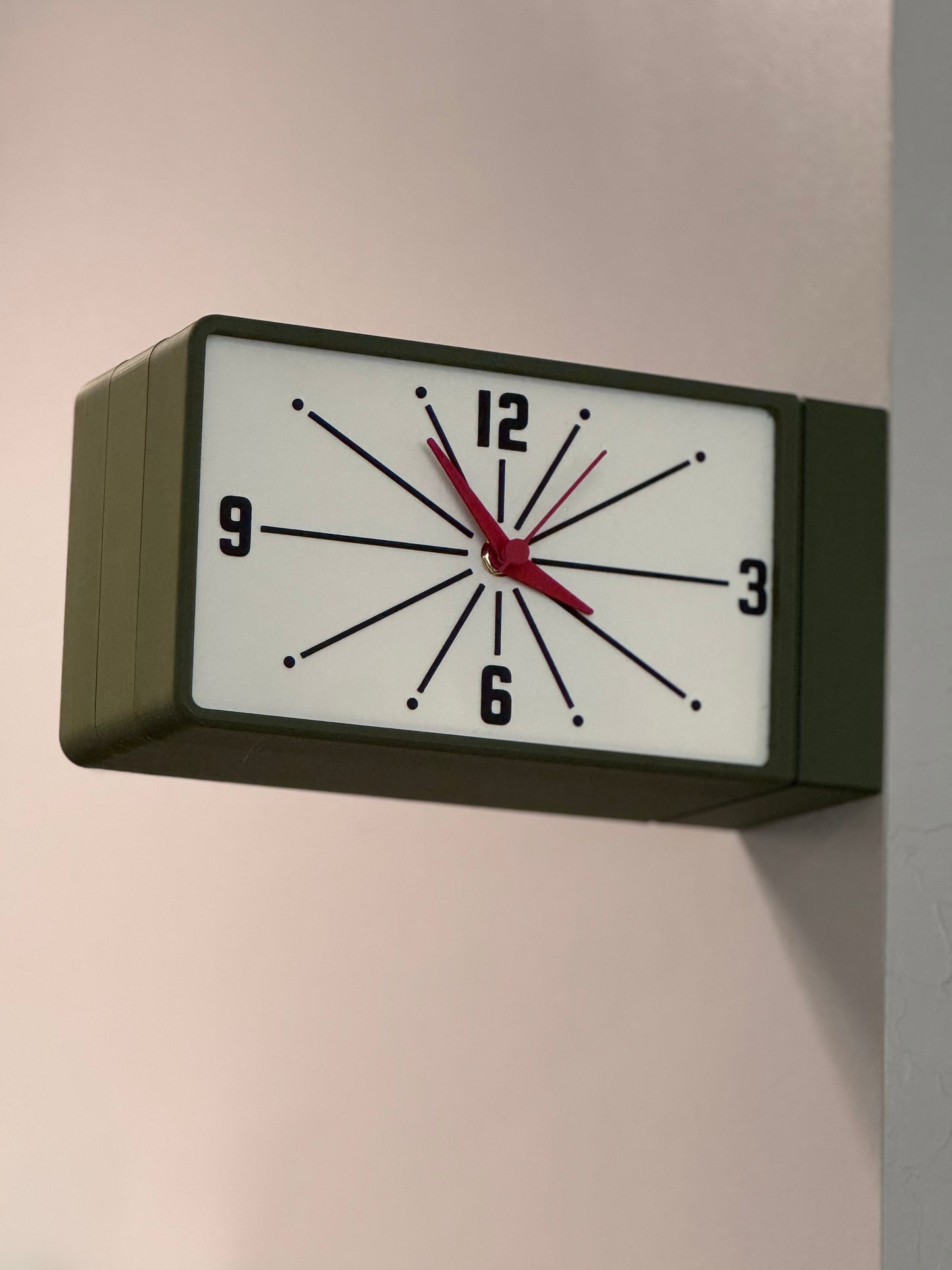 Meridian Wireless Illuminated Double-sided Wall Clock | Mid-Century Modern Retro Cordless Decor